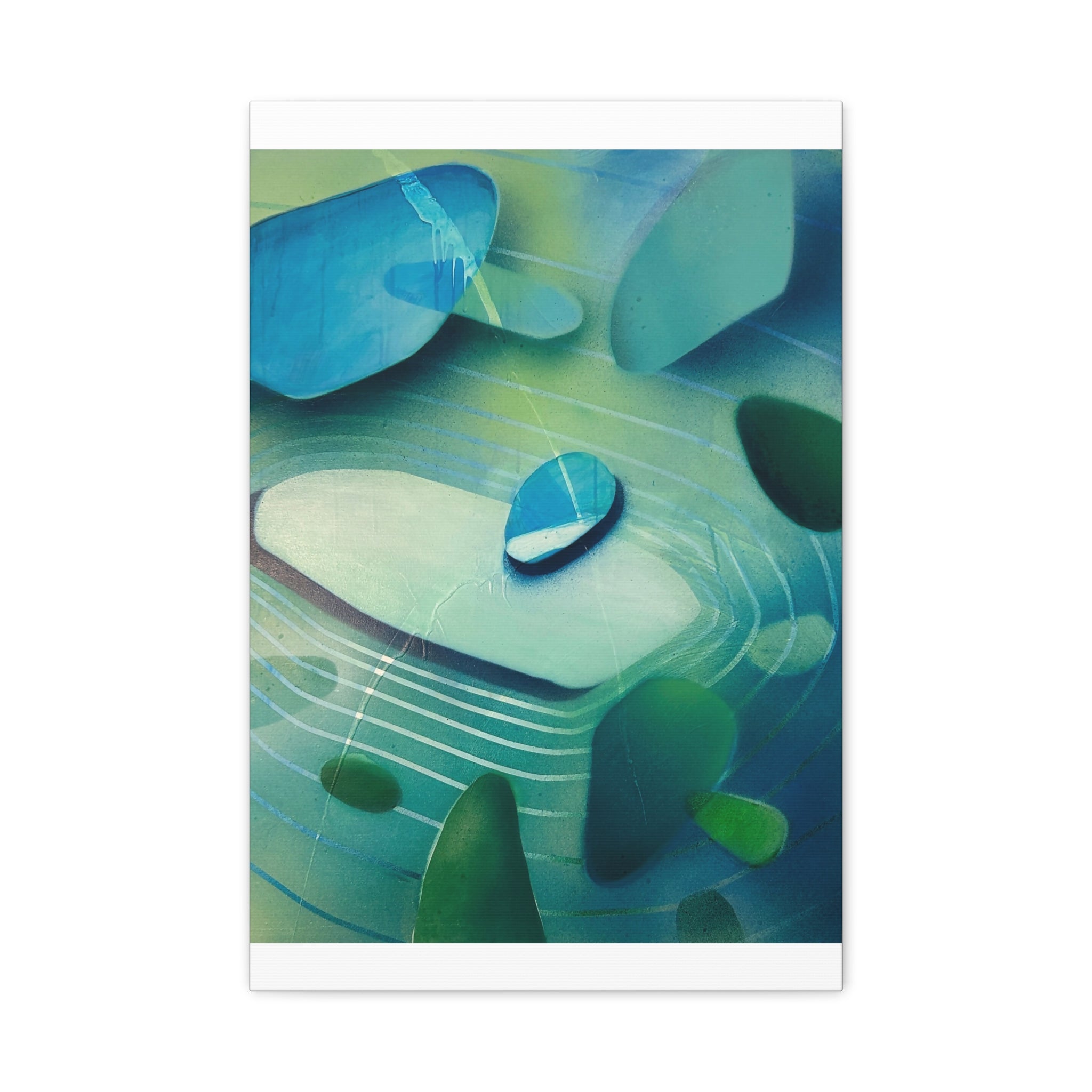 Memory Vessels 2 - Sea Glass Inspired Abstract Matte Canvas - Caribbean Blue & Emerald Wall Art