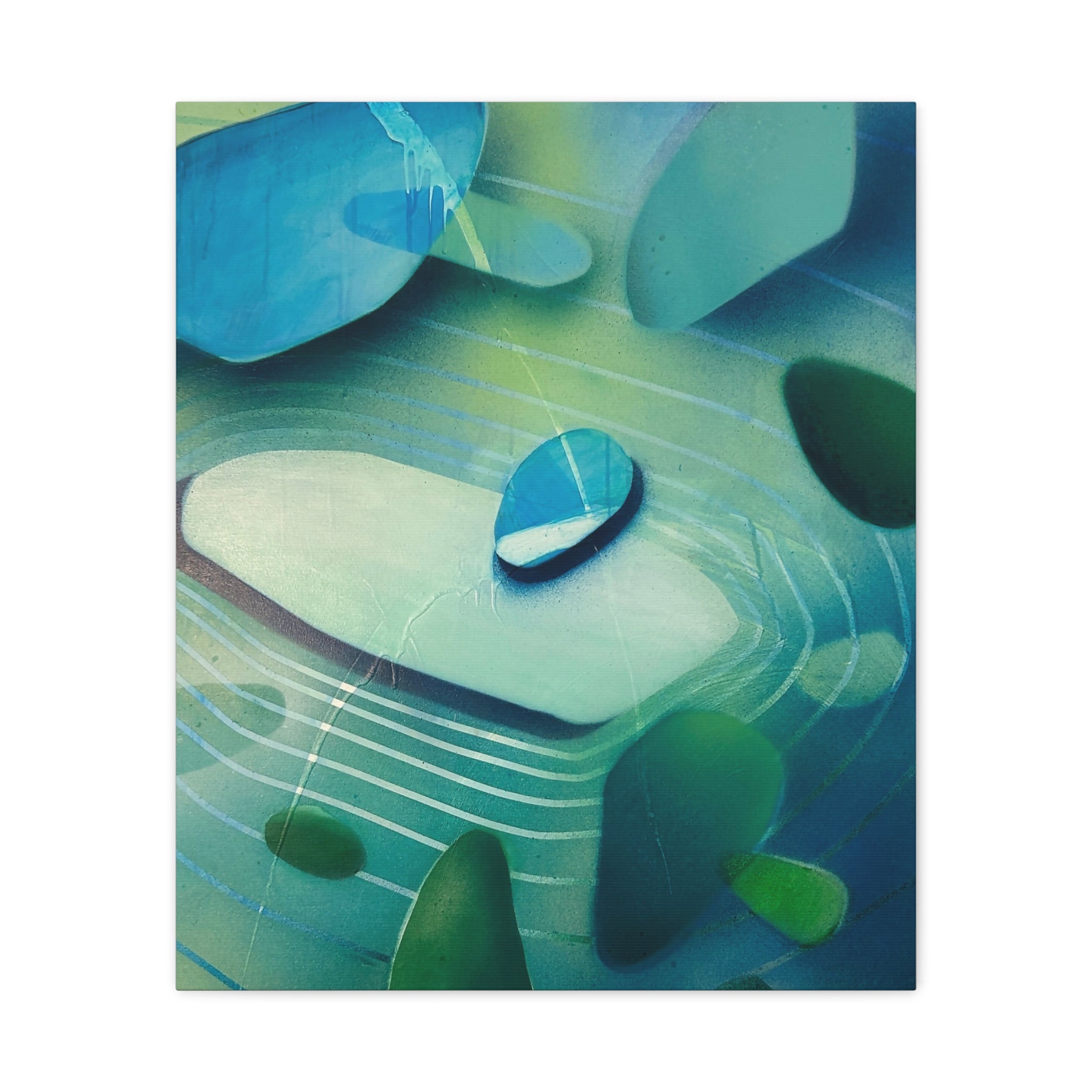 Memory Vessels 2 - Sea Glass Inspired Abstract Matte Canvas - Caribbean Blue & Emerald Wall Art