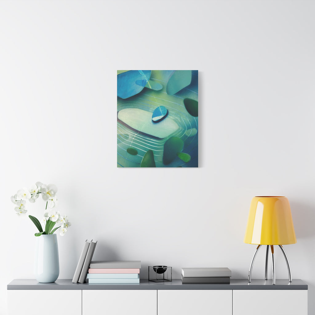 Memory Vessels 2 - Sea Glass Inspired Abstract Matte Canvas - Caribbean Blue & Emerald Wall Art