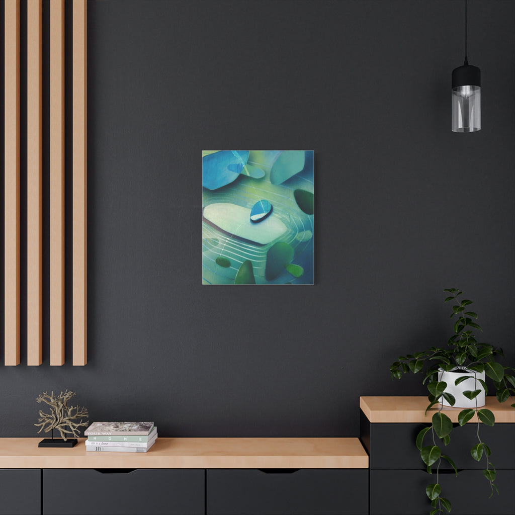 Memory Vessels 2 - Sea Glass Inspired Abstract Matte Canvas - Caribbean Blue & Emerald Wall Art