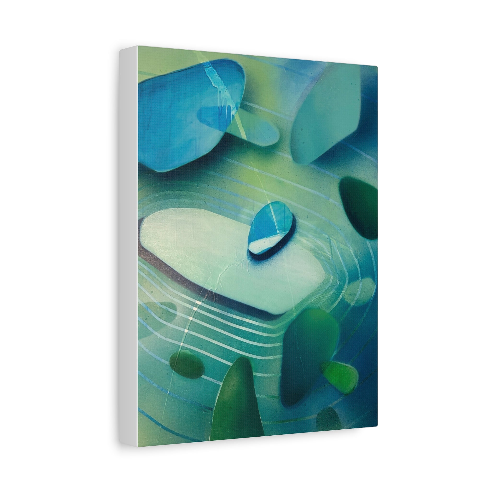 Memory Vessels 2 - Sea Glass Inspired Abstract Matte Canvas - Caribbean Blue & Emerald Wall Art