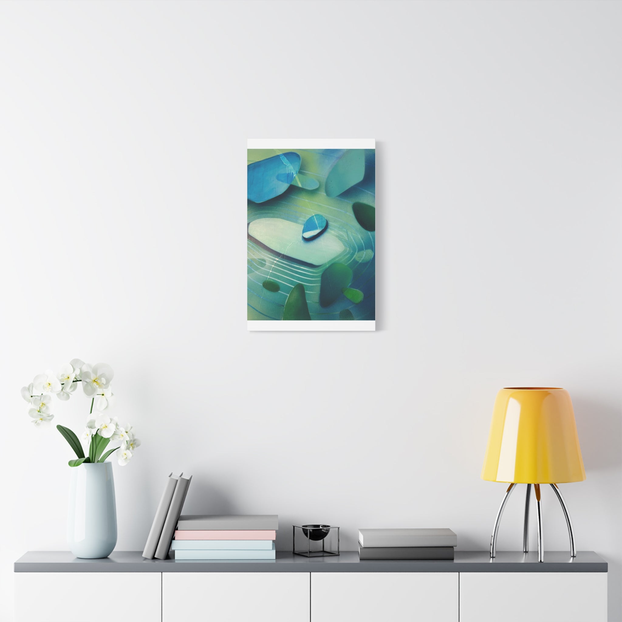 Memory Vessels 2 - Sea Glass Inspired Abstract Matte Canvas - Caribbean Blue & Emerald Wall Art