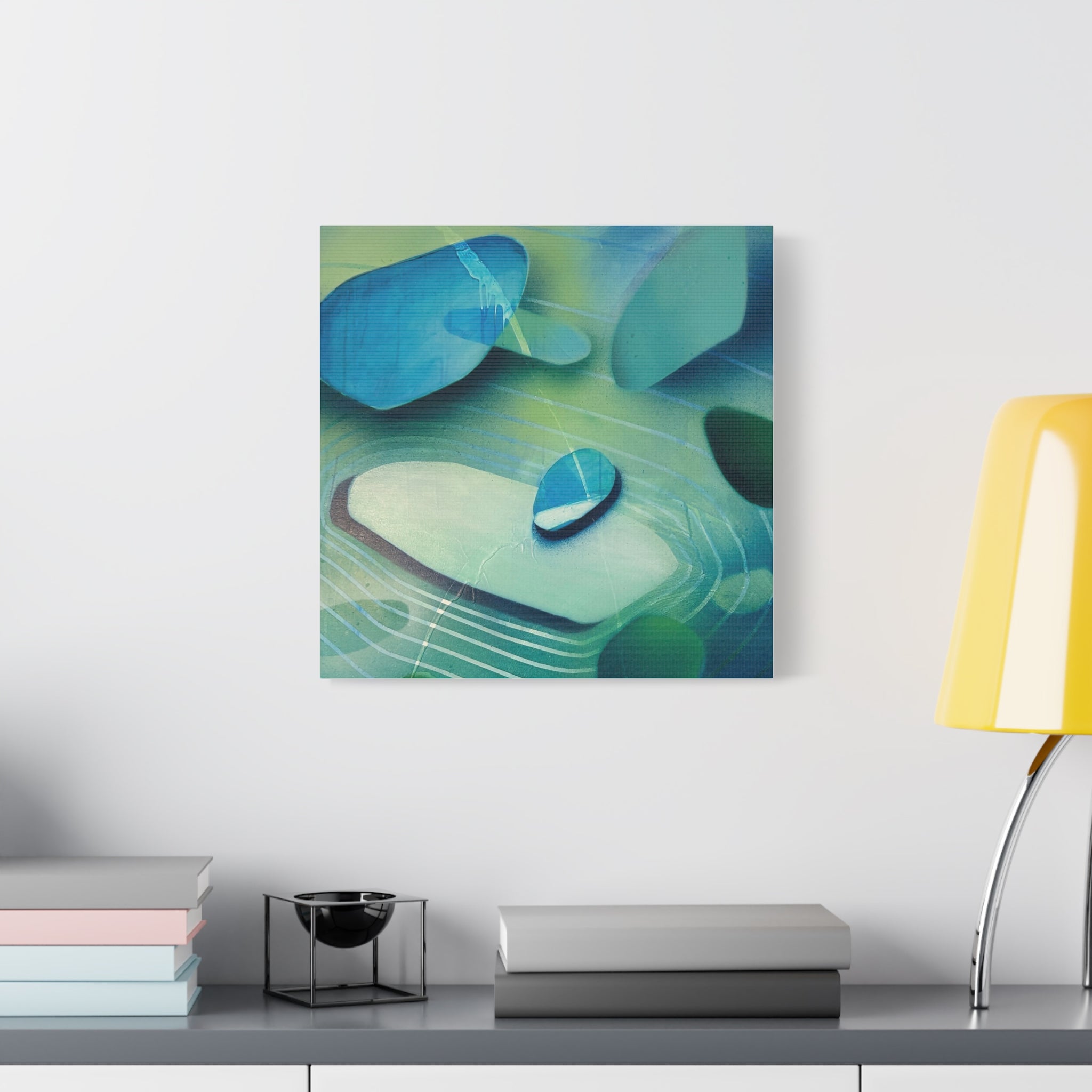 Memory Vessels 2 SQUARE - Sea Glass Inspired Abstract Matte Canvas - Caribbean Blue & Emerald Wall Art