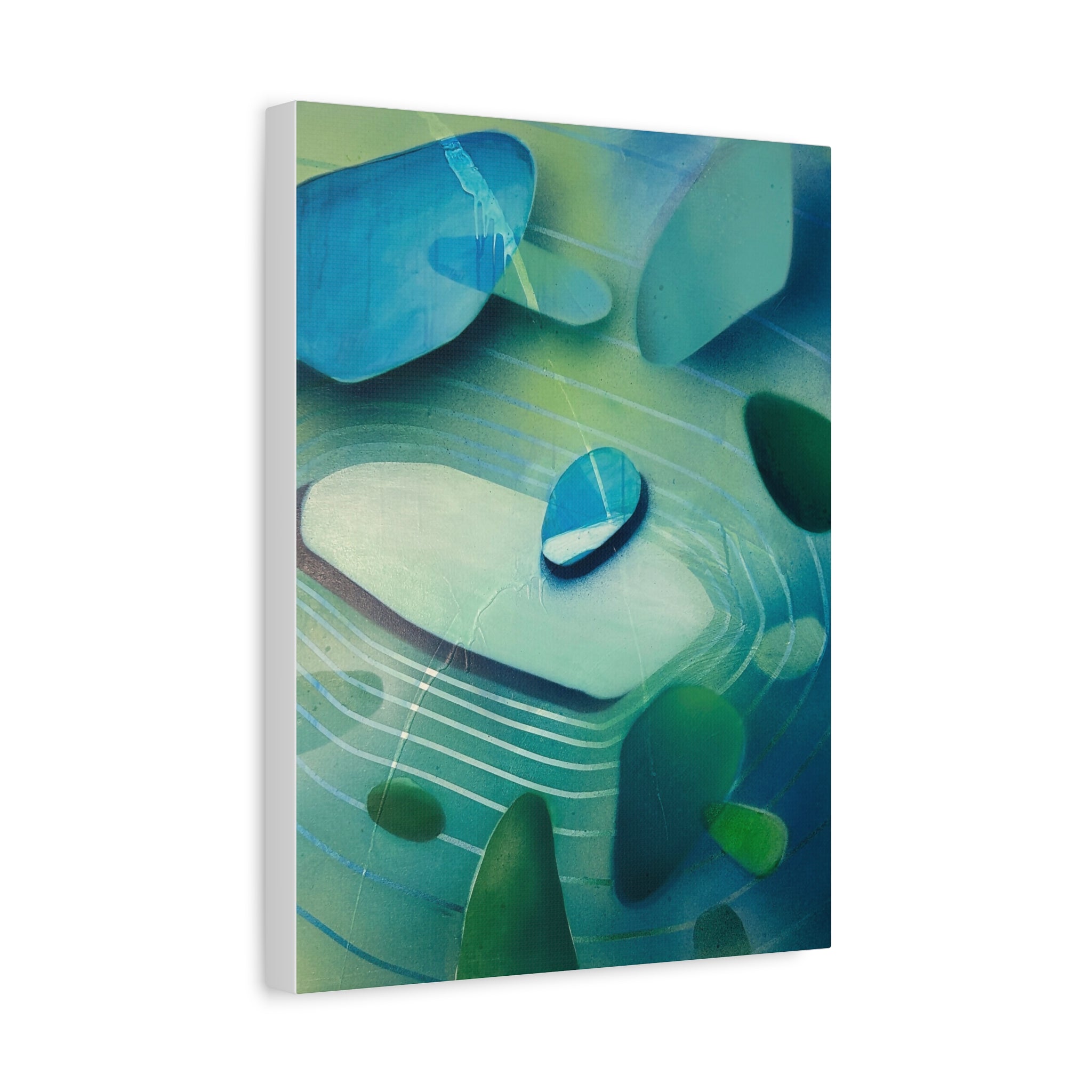 Memory Vessels 2 - Sea Glass Inspired Abstract Matte Canvas - Caribbean Blue & Emerald Wall Art