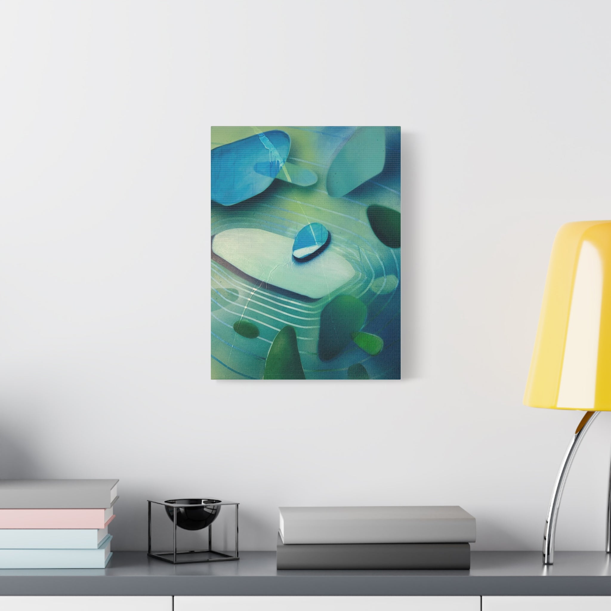 Memory Vessels 2 - Sea Glass Inspired Abstract Matte Canvas - Caribbean Blue & Emerald Wall Art