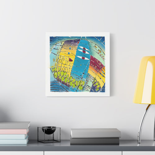 1aa. Beautiful World - Hand painted woodblock print Abstract Matte Canvas - Brightly saturated Wall Art