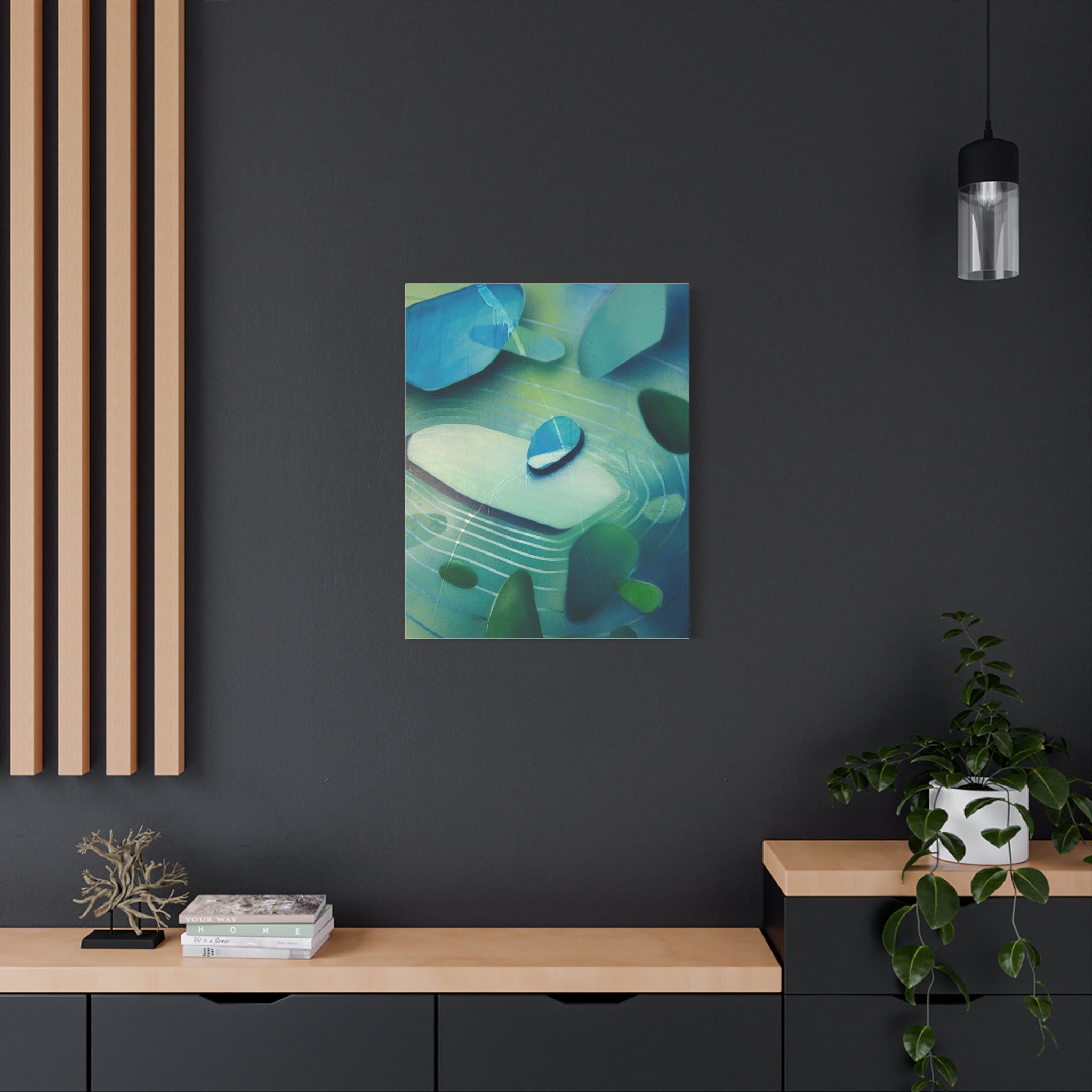 Memory Vessels 2 - Sea Glass Inspired Abstract Matte Canvas - Caribbean Blue & Emerald Wall Art