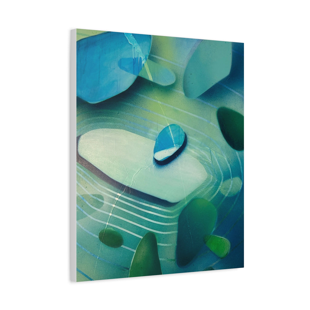 Memory Vessels 2 - Sea Glass Inspired Abstract Matte Canvas - Caribbean Blue & Emerald Wall Art