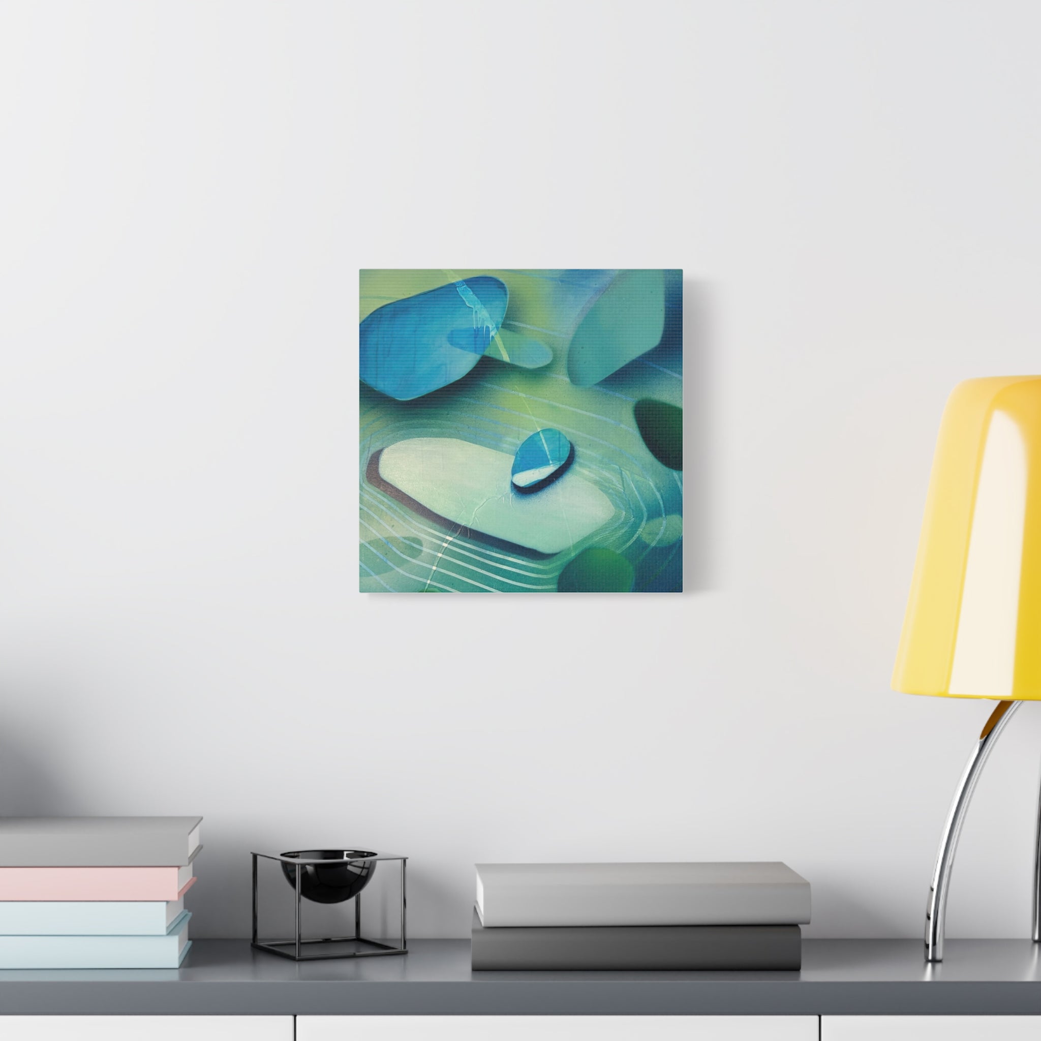 Memory Vessels 2 SQUARE - Sea Glass Inspired Abstract Matte Canvas - Caribbean Blue & Emerald Wall Art