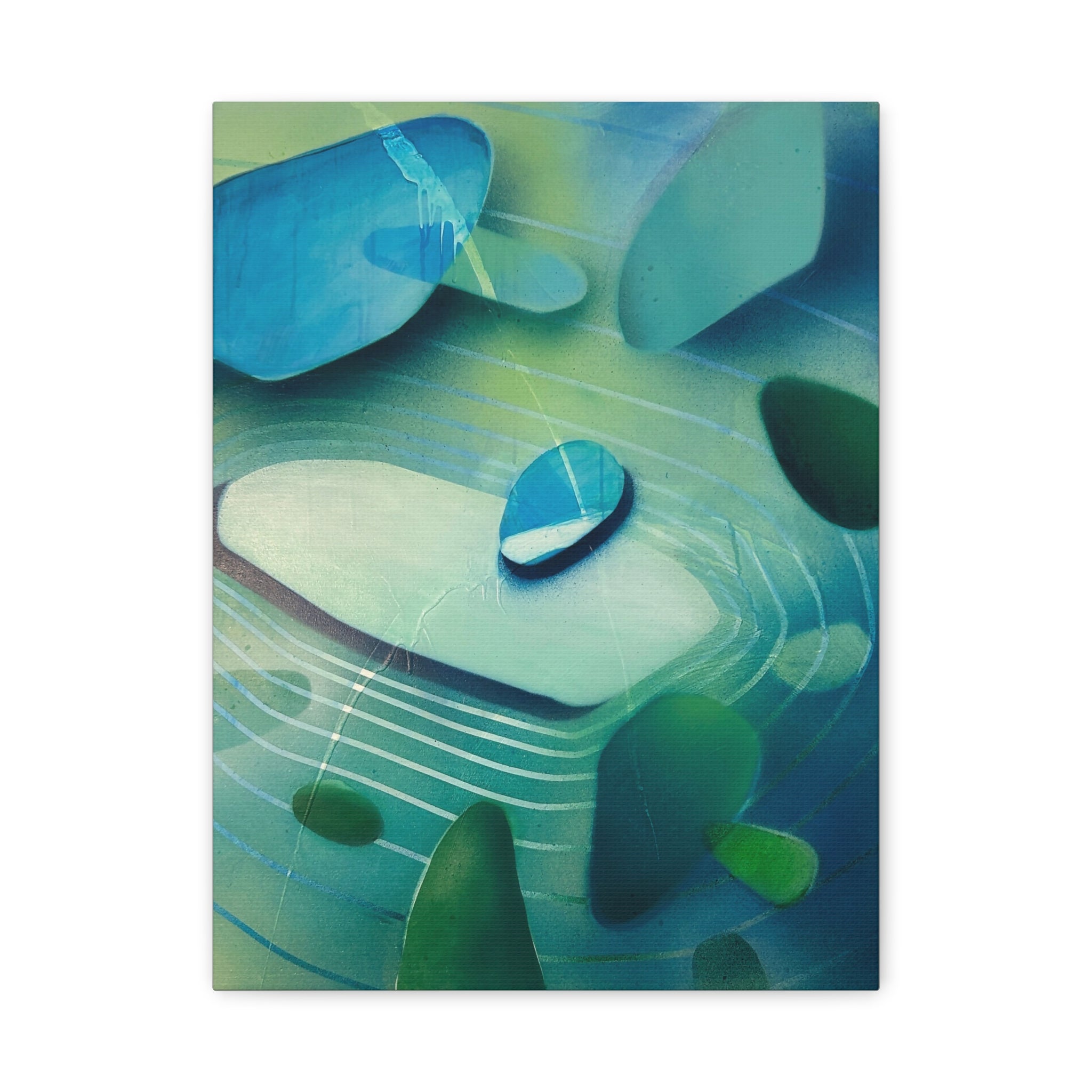 Memory Vessels 2 - Sea Glass Inspired Abstract Matte Canvas - Caribbean Blue & Emerald Wall Art