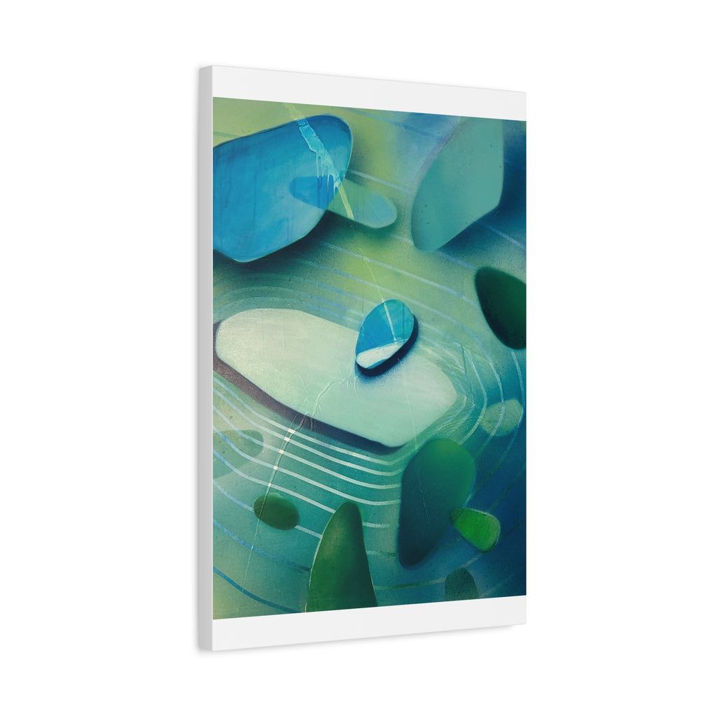Memory Vessels 2 - Sea Glass Inspired Abstract Matte Canvas - Caribbean Blue & Emerald Wall Art