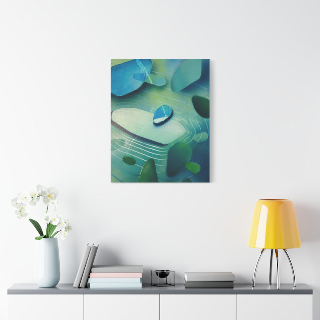 Memory Vessels 2 - Sea Glass Inspired Abstract Matte Canvas - Caribbean Blue & Emerald Wall Art