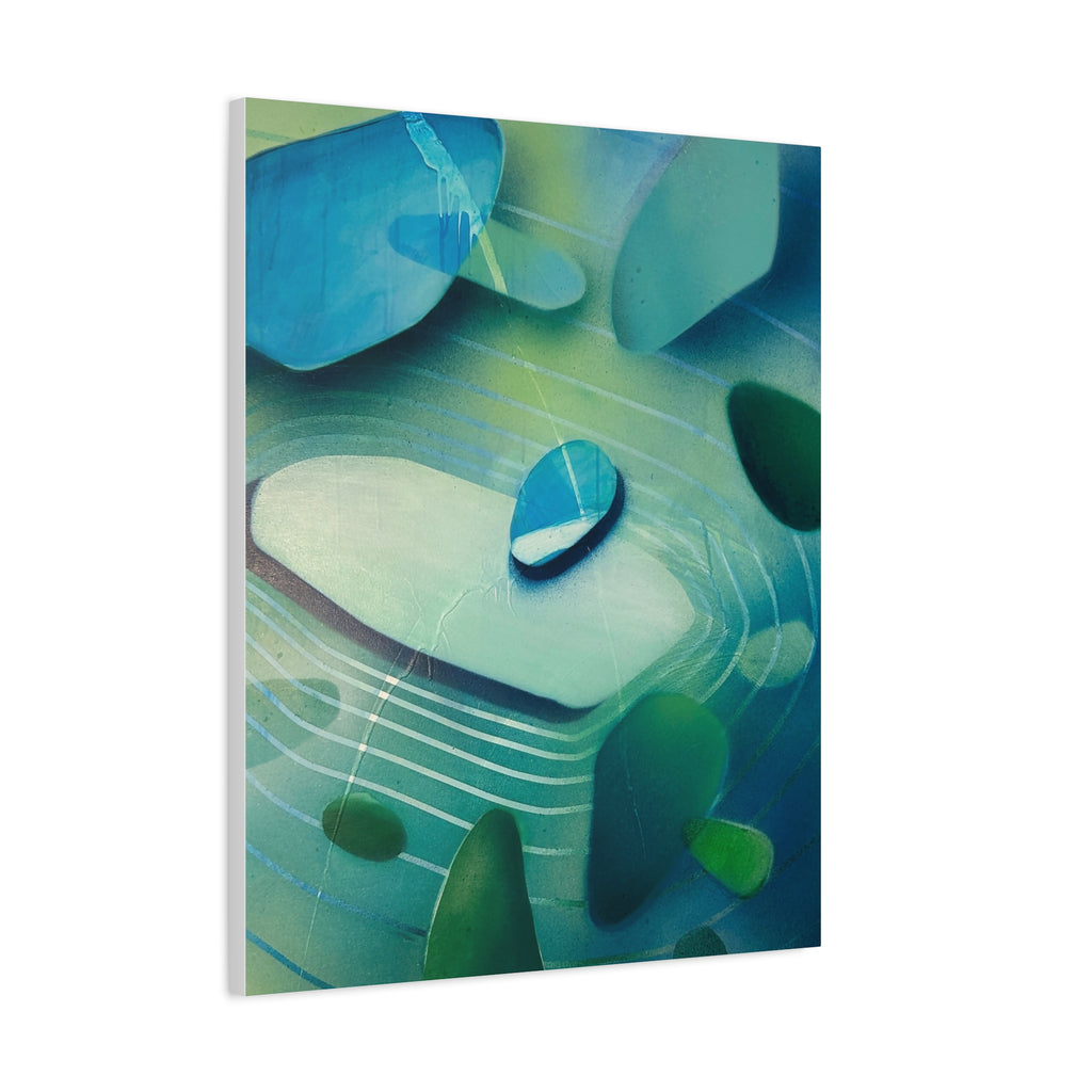 Memory Vessels 2 - Sea Glass Inspired Abstract Matte Canvas - Caribbean Blue & Emerald Wall Art