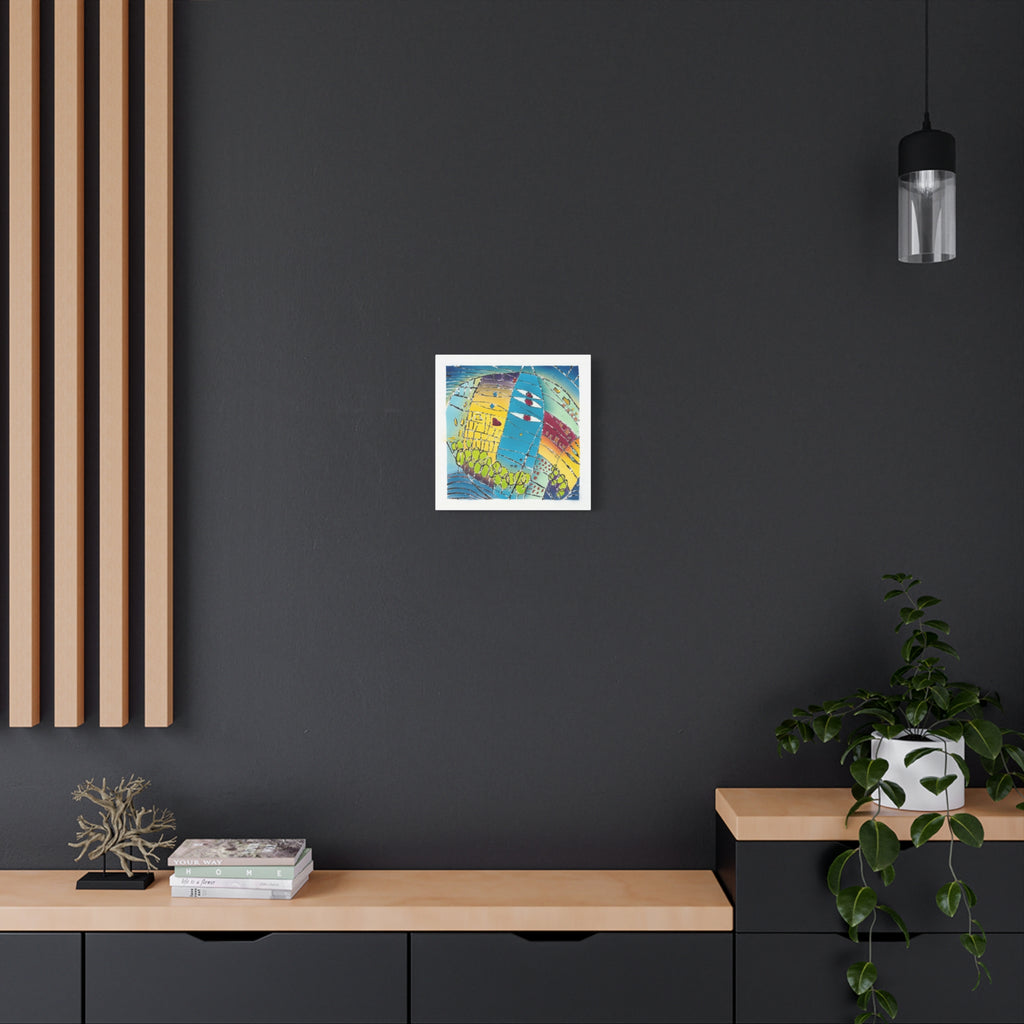 1aa. Beautiful World - Hand painted woodblock print Abstract Matte Canvas - Brightly saturated Wall Art